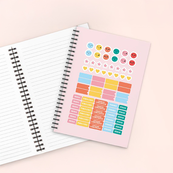 Miolo para caderno + Adesivos